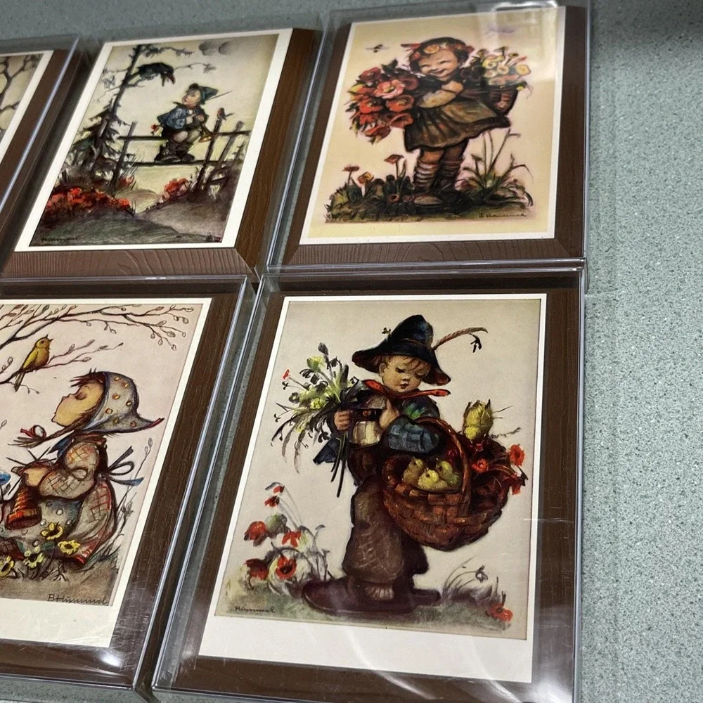 Vintage Hummel Wall Hanging Prints Plaques Lot Of 6 5x6.75 Birds Boy Girl Decor